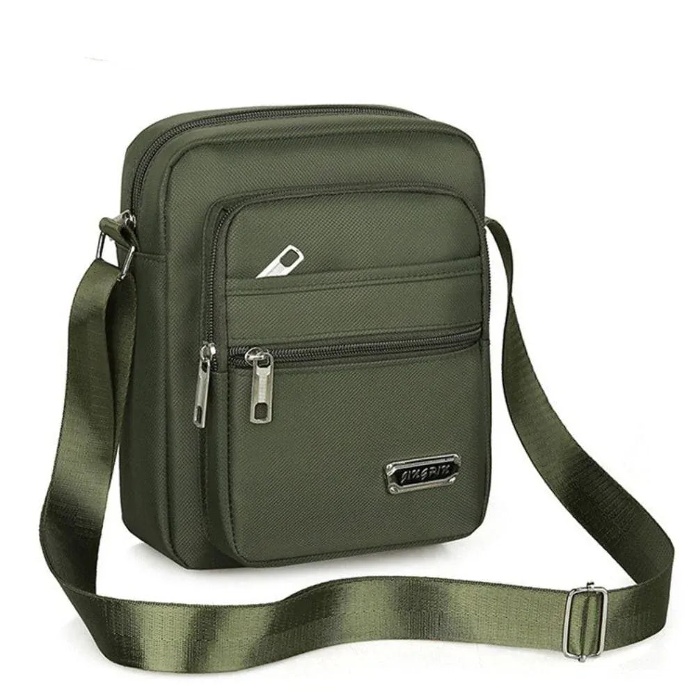 Mens Crossbody Shoulder Bag Travel Messenger Bag Casual Handbag for Boys and Men - Green-6 zippers
