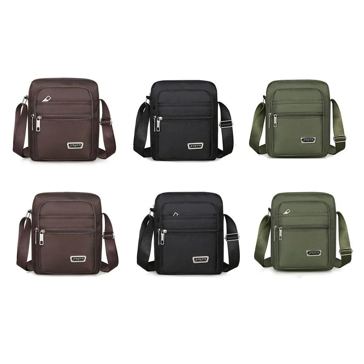 Mens Crossbody Shoulder Bag Travel Messenger Bag Casual Handbag for Boys and Men - Green-6 zippers
