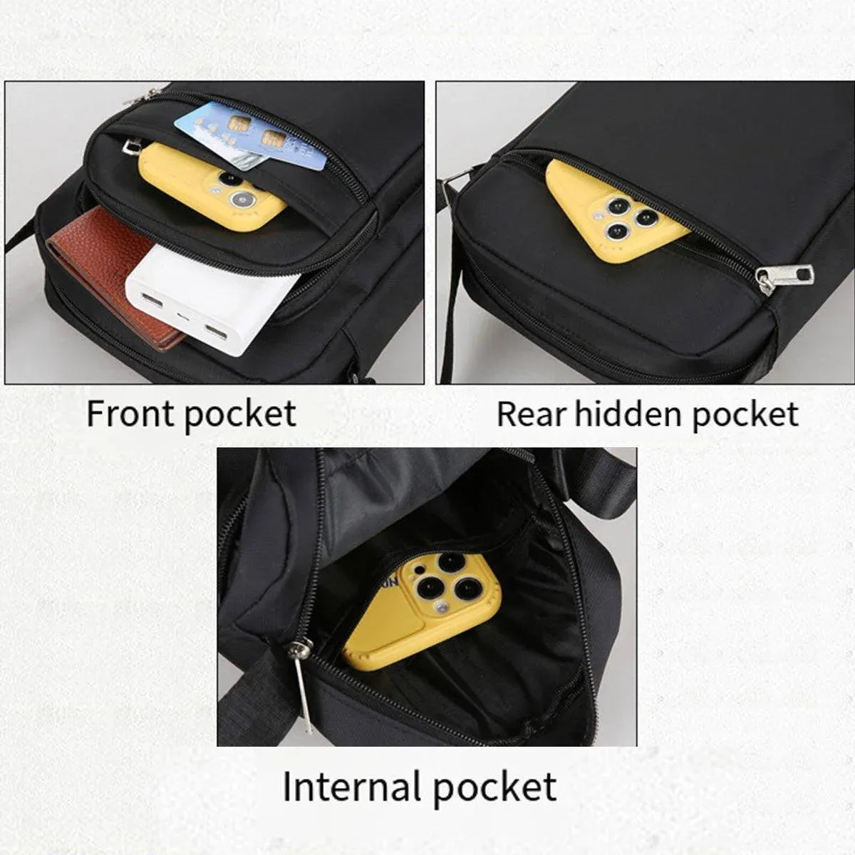 Mens Crossbody Shoulder Bag Travel Messenger Bag Casual Handbag for Boys and Men - Green-6 zippers