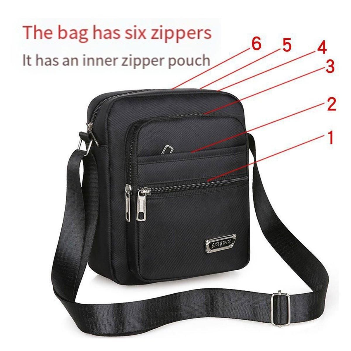 Mens Crossbody Shoulder Bag Travel Messenger Bag Casual Handbag for Boys and Men - Green-6 zippers