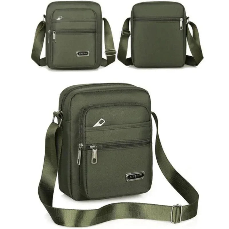 Mens Crossbody Shoulder Bag Travel Messenger Bag Casual Handbag for Boys and Men - Green-6 zippers