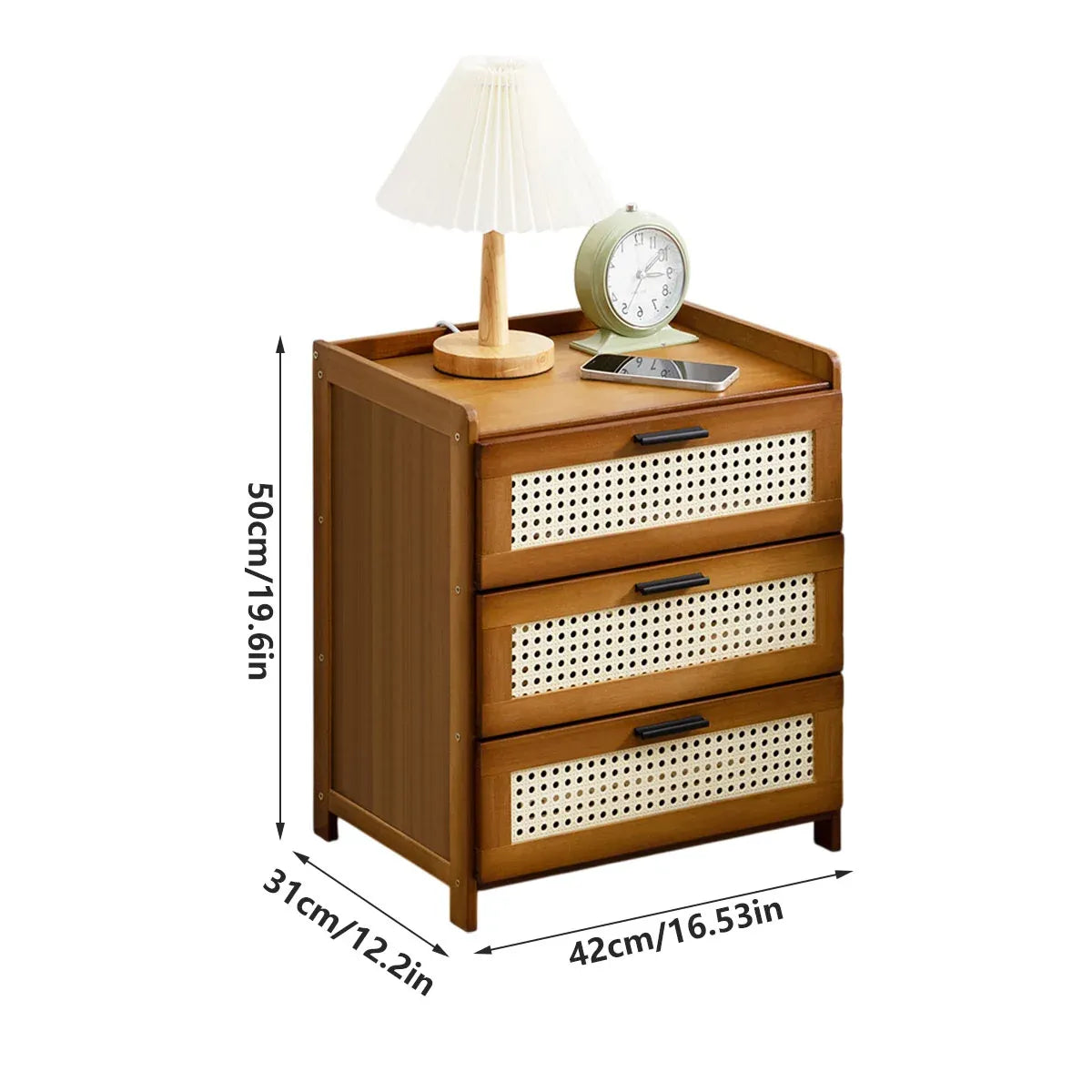 3-Layer Drawer Bedroom Nightstand Large Storage Stable Structure Space Saving