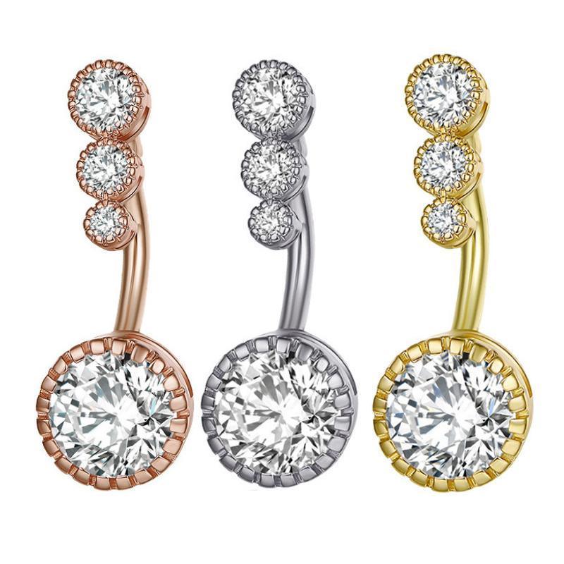 Belly Button Rings Bar Navel Steel Copper Zirconia Piercing Body Piercing - Silver