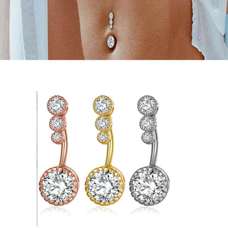 Belly Button Rings Bar Navel Steel Copper Zirconia Piercing Body Piercing - Silver