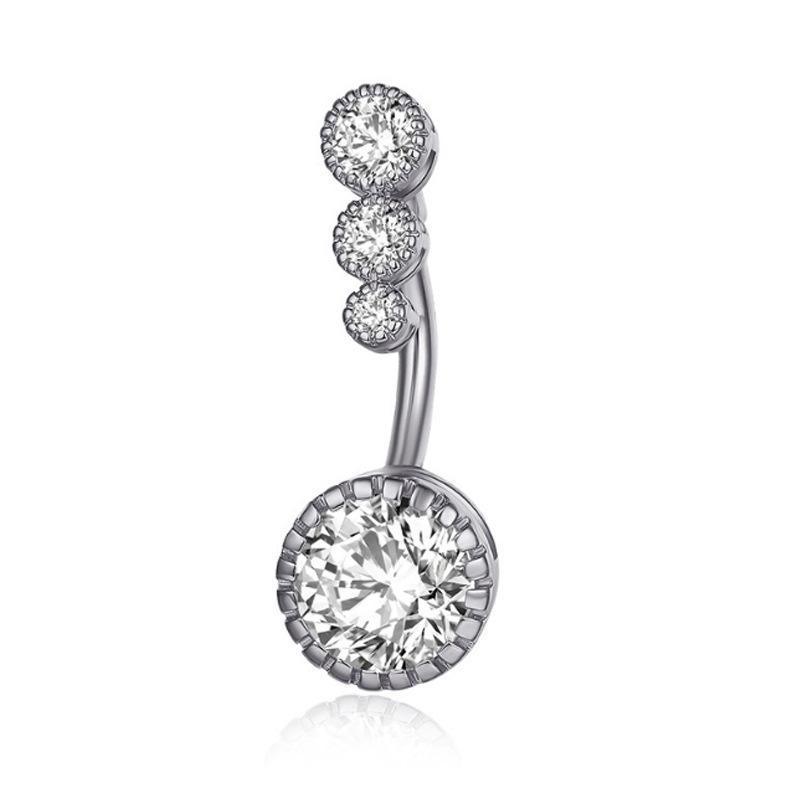Belly Button Rings Bar Navel Steel Copper Zirconia Piercing Body Piercing - Silver