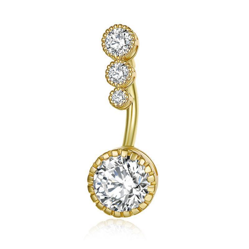 Belly Button Rings Bar Navel Steel Copper Zirconia Piercing Body Piercing - Silver