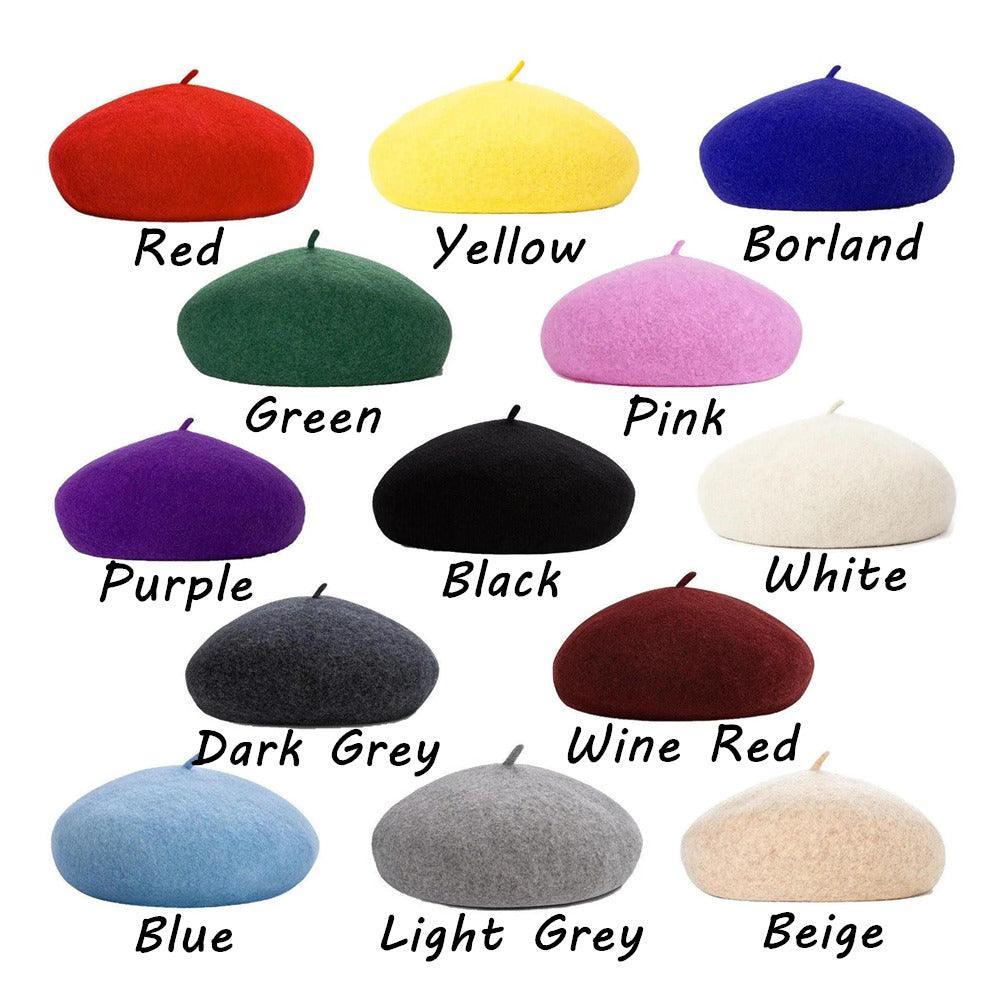 Women Ladies Beanie Wool French Beret Newsboy Hat Cap Winter Warm Hats Girls - Purple