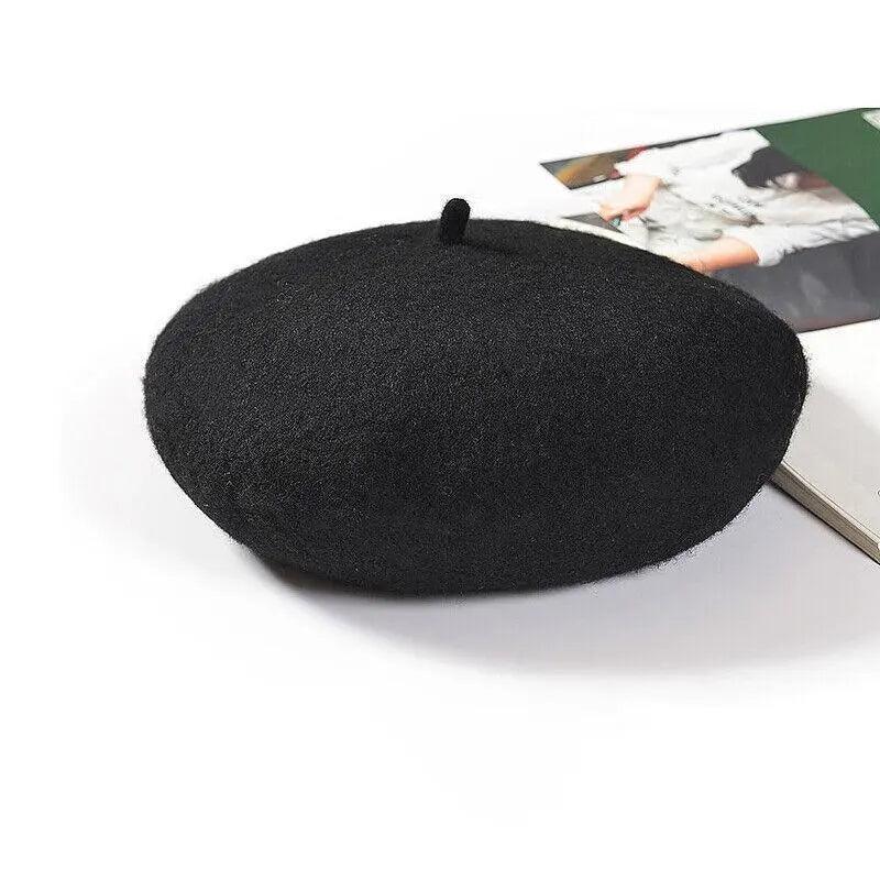 Women Ladies Beanie Wool French Beret Newsboy Hat Cap Winter Warm Hats Girls - Purple