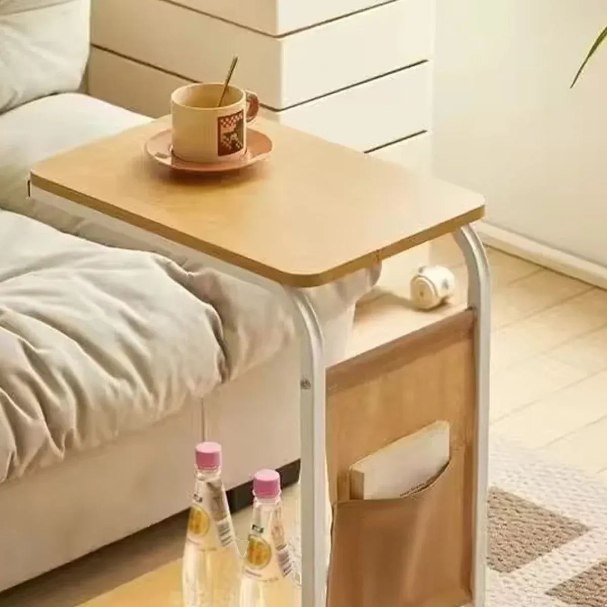 Mobile Coffee Table Tea Table Computer Desk with Wheels for Living Room Home