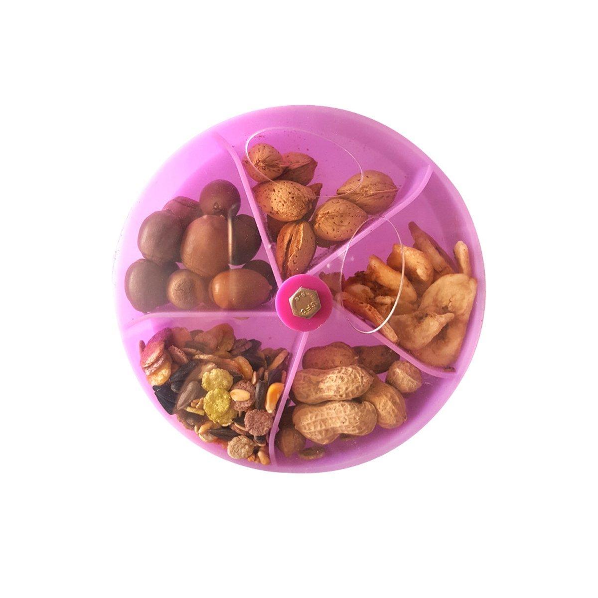 Parrot Foraging Toy Bird Chew Wheel Food Dispenser Divider Box Cage Accessory - Blue