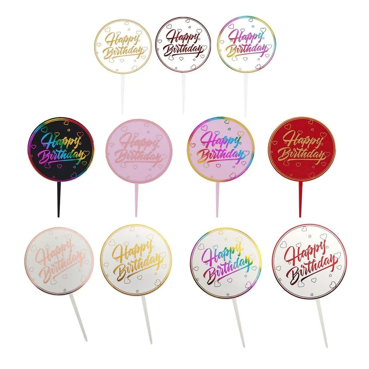 Happy Birthday Anniversary Wedding CakeCardboard Topper Acrylic Party Decoration - 13