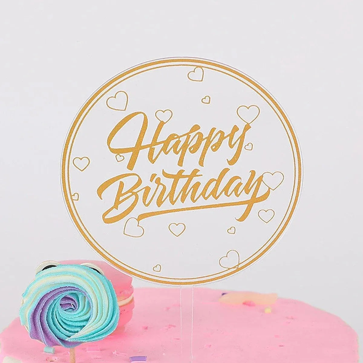 Happy Birthday Anniversary Wedding CakeCardboard Topper Acrylic Party Decoration - 13