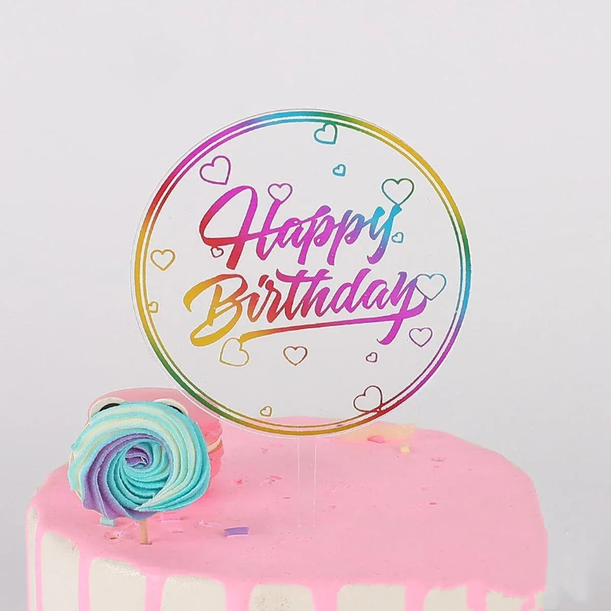 Happy Birthday Anniversary Wedding CakeCardboard Topper Acrylic Party Decoration - 13