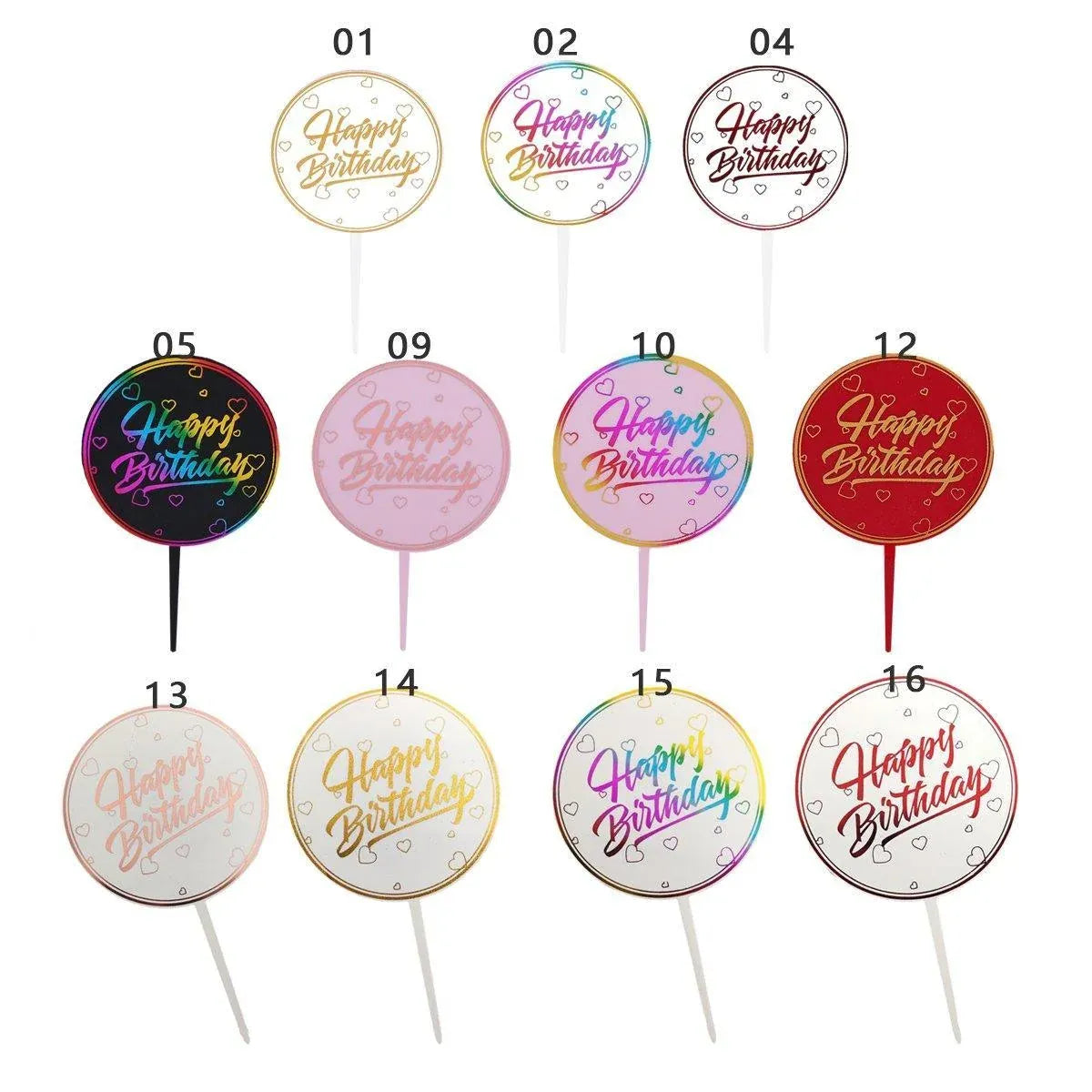 Happy Birthday Anniversary Wedding CakeCardboard Topper Acrylic Party Decoration - 13