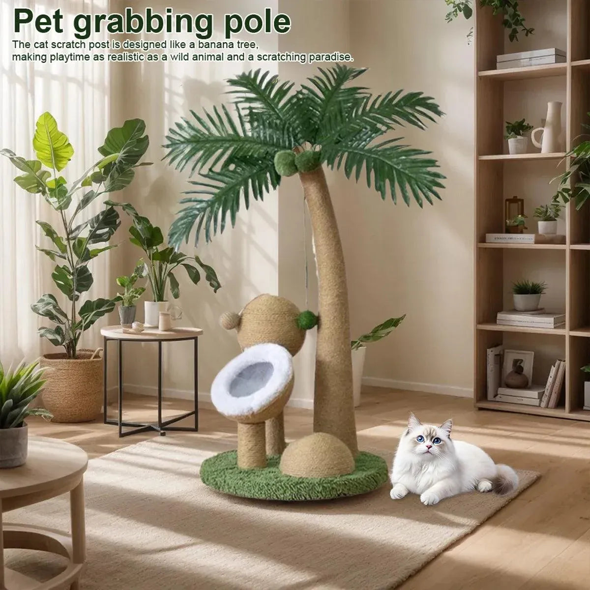 1-Piece Coconut-Style Cat Scratching Post, Green