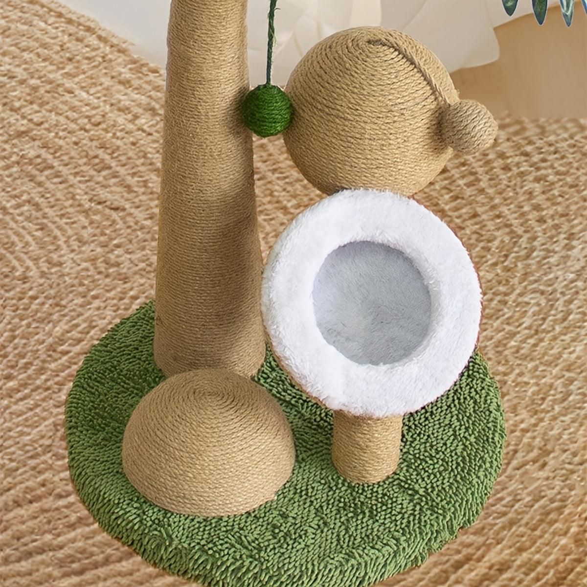 1-Piece Coconut-Style Cat Scratching Post, Green