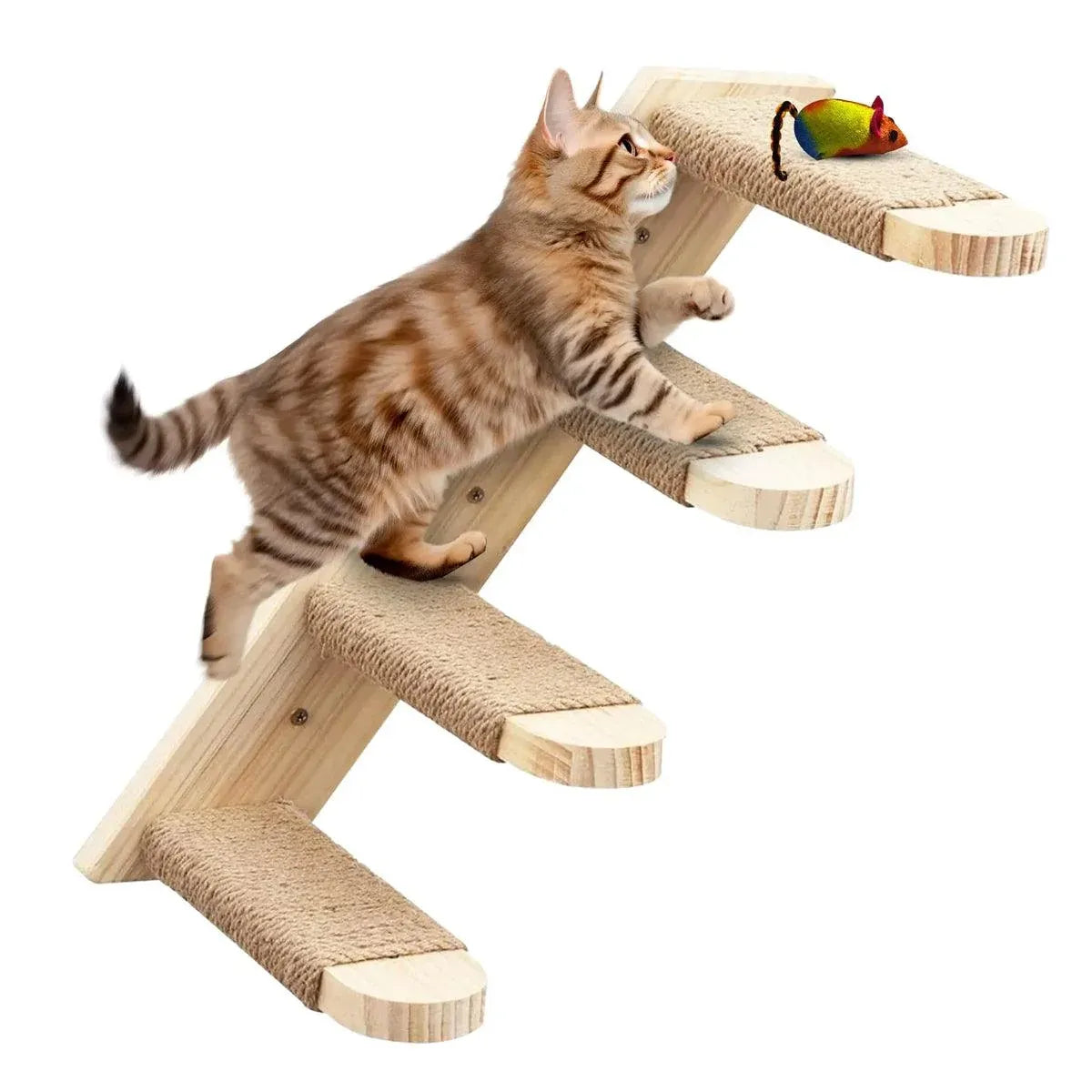 1-Piece Wall-Mounted Cat Climbing Shelf with Four Sisal Steps