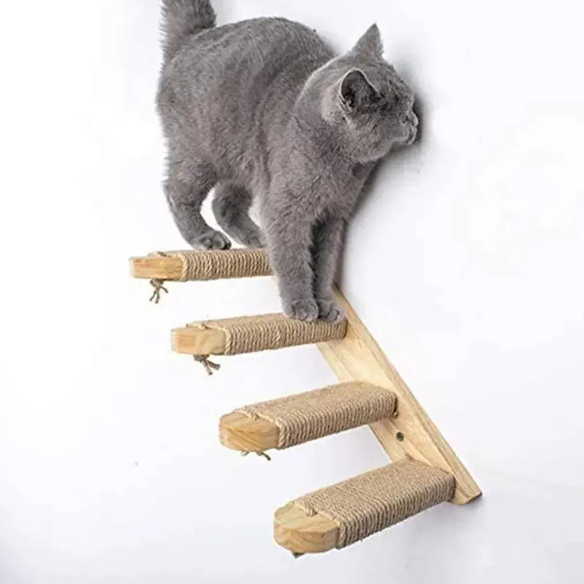 1-Piece Wall-Mounted Cat Climbing Shelf with Four Sisal Steps