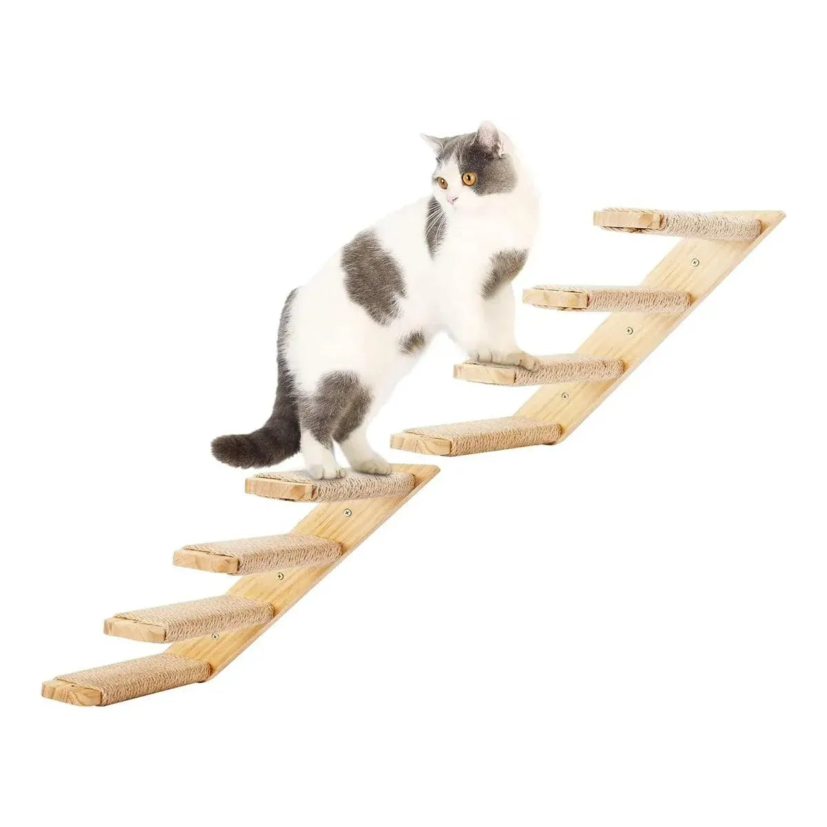 1-Piece Wall-Mounted Cat Climbing Shelf with Four Sisal Steps