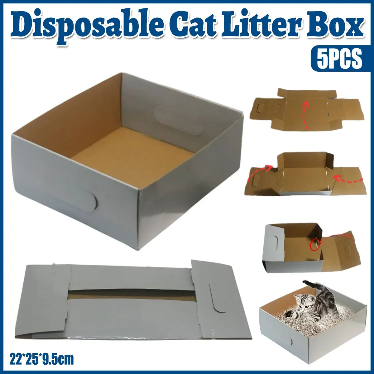 5pcs Disposable Litter Box Small Kitten Outdoor Tray Degradable Travel Use Size