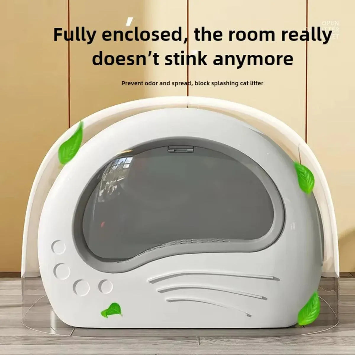 Large Fully Enclosed Cat Litter Box Pet Toilet Odour Control Easy Clean Tray - Coffee