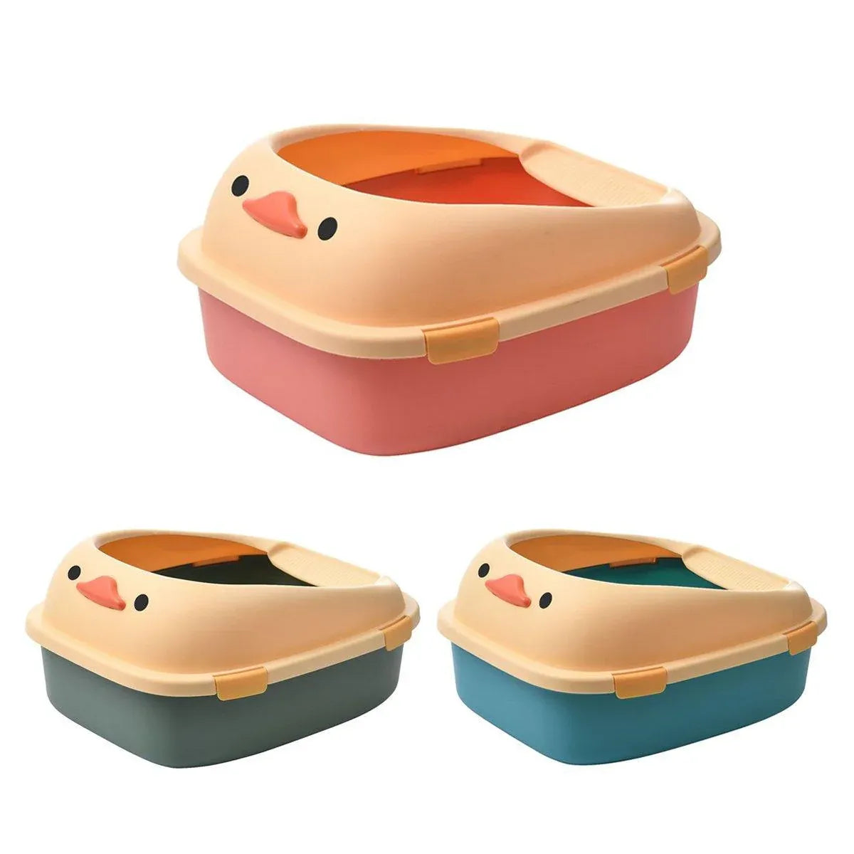 Large Cat Litter Box Semi Enclosed Anti Splash Durable Plastic Open Circulation - Pink