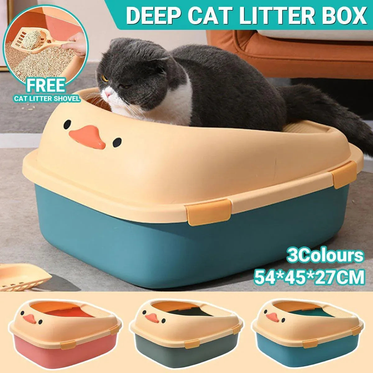 Large Cat Litter Box Semi Enclosed Anti Splash Durable Plastic Open Circulation - Pink