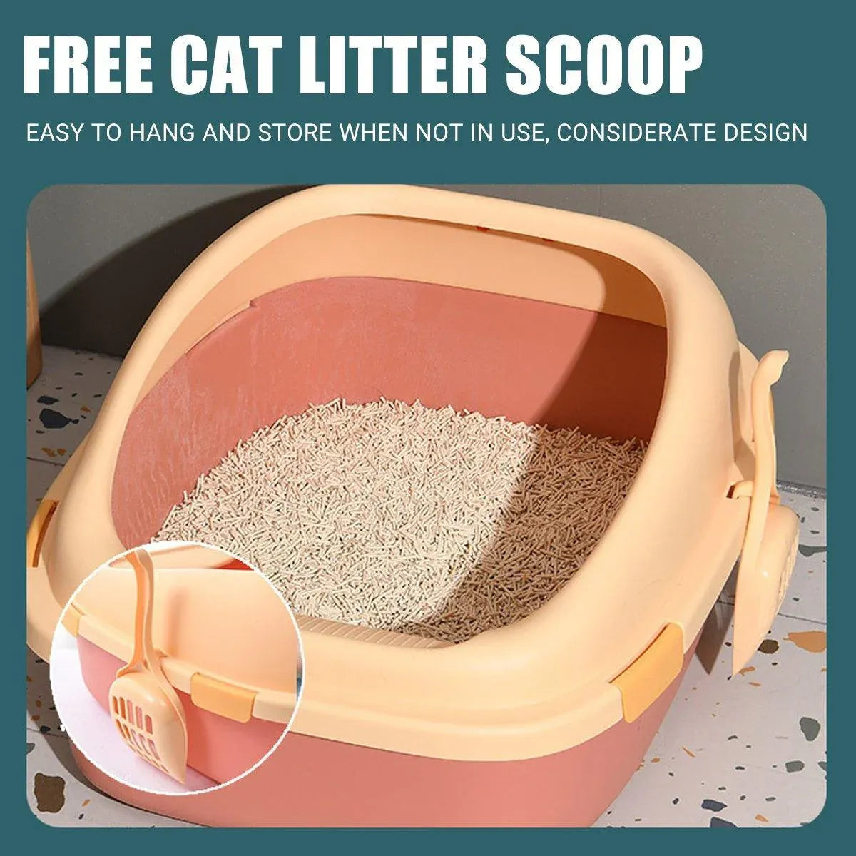 Large Cat Litter Box Semi Enclosed Anti Splash Durable Plastic Open Circulation - Pink