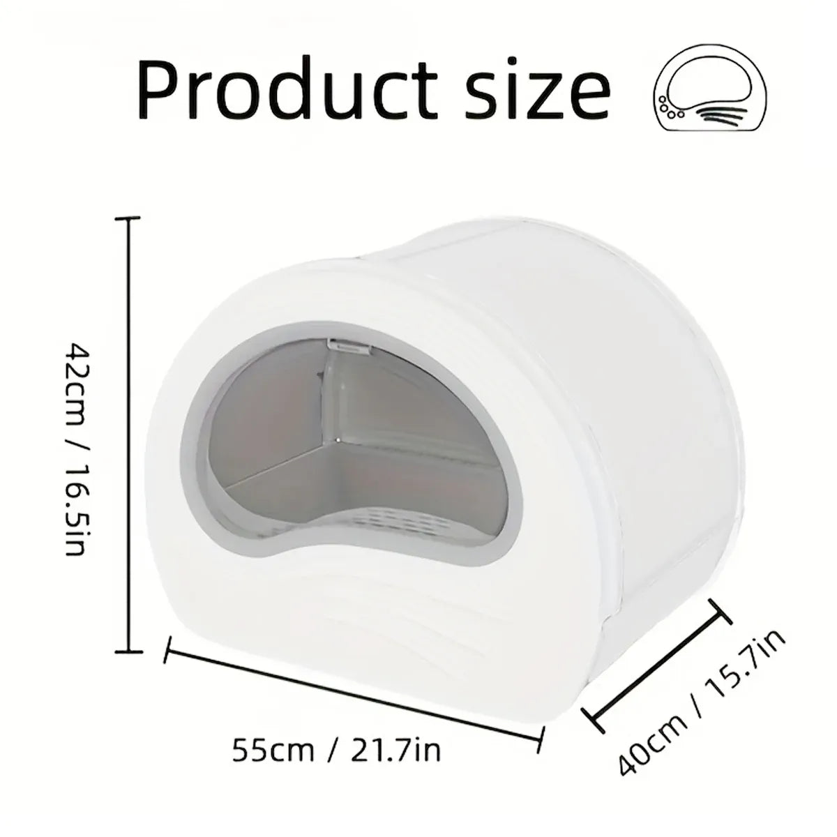 Large Fully Enclosed Cat Litter Box Pet Toilet Odour Control Easy Clean Tray - White