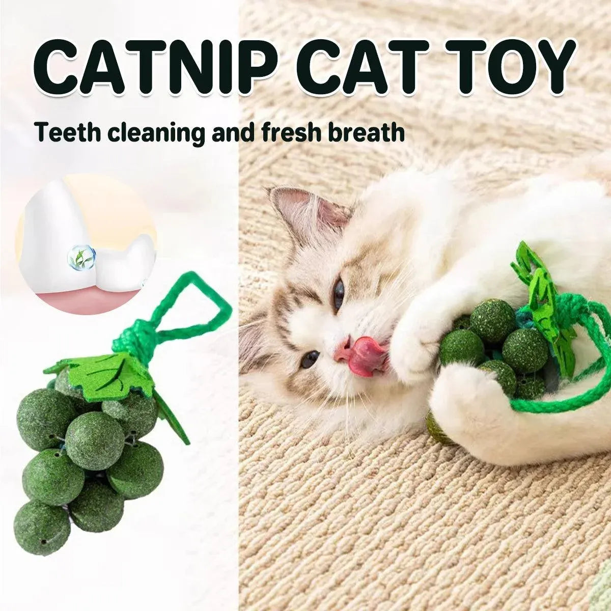 Catnip Toys Mint Ball Teeth Grinding Cleaning Teasing Toy for Cats Oral Health