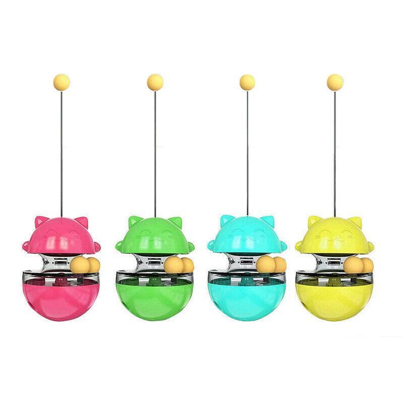Cat Treat Dispenser Toy Ball Kitten Selfplay Interactive Tumbler Multifunction - Green