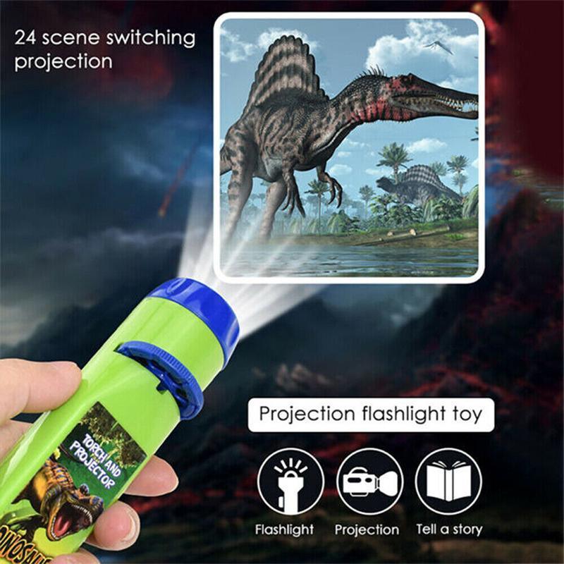 Torch Projector Educational Toy Gift for Ages 3 to 12 with Slide Show Feature - Dinosaur