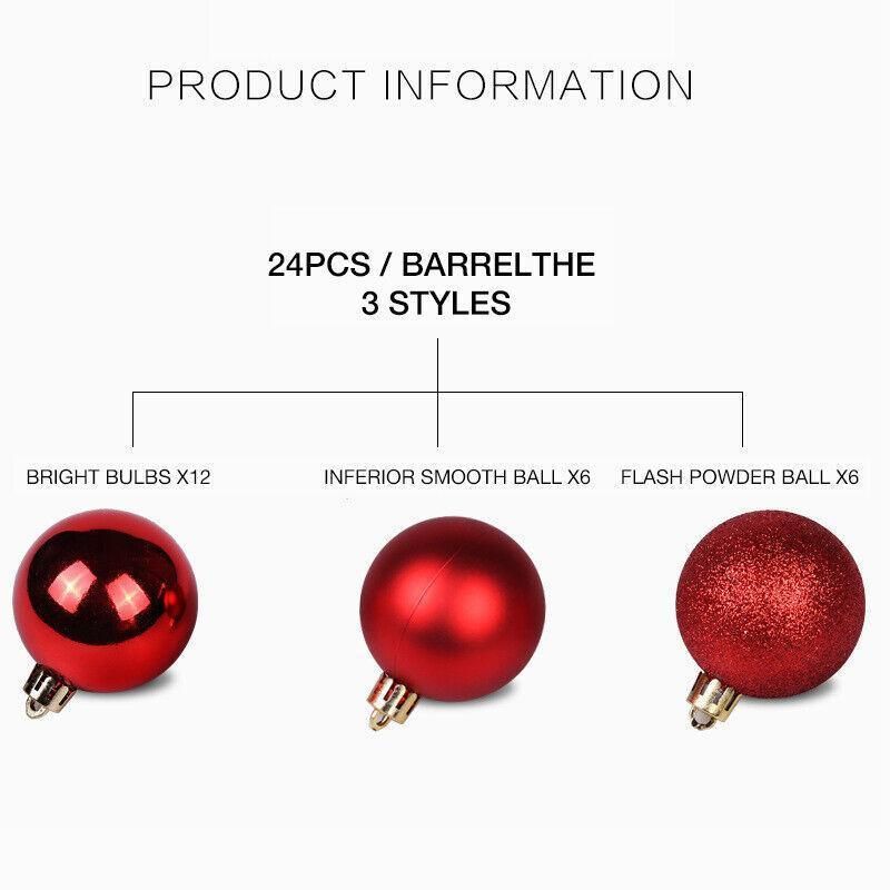 24Pcs/Pack Christmas Tree Xmas Balls Decorations Baubles Party Wedding Ornament - Fruit Green