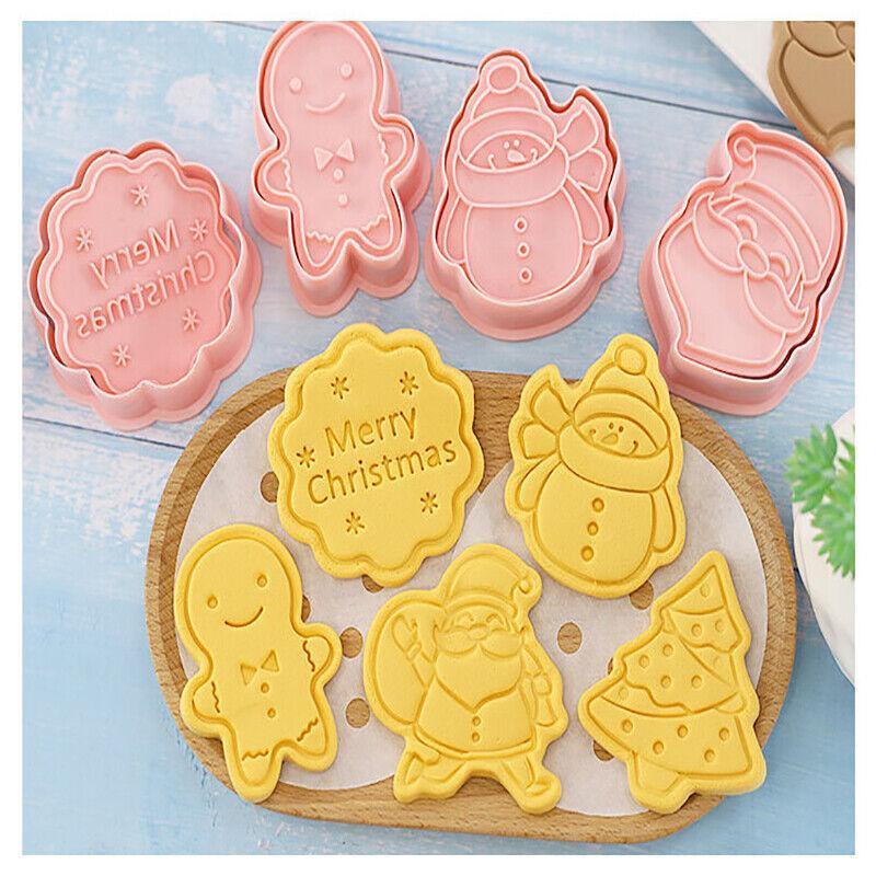 8PCS Christmas Cookie Cutter Set 3D Biscuit Moulds for Baking Fondant Pastry