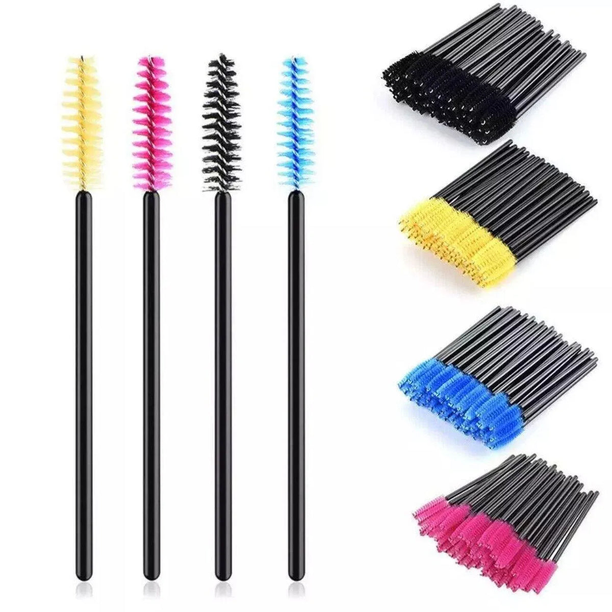 50X Disposable Mascara Wands Eyelash Brushes Applicator Lash Extension Brush - black+black