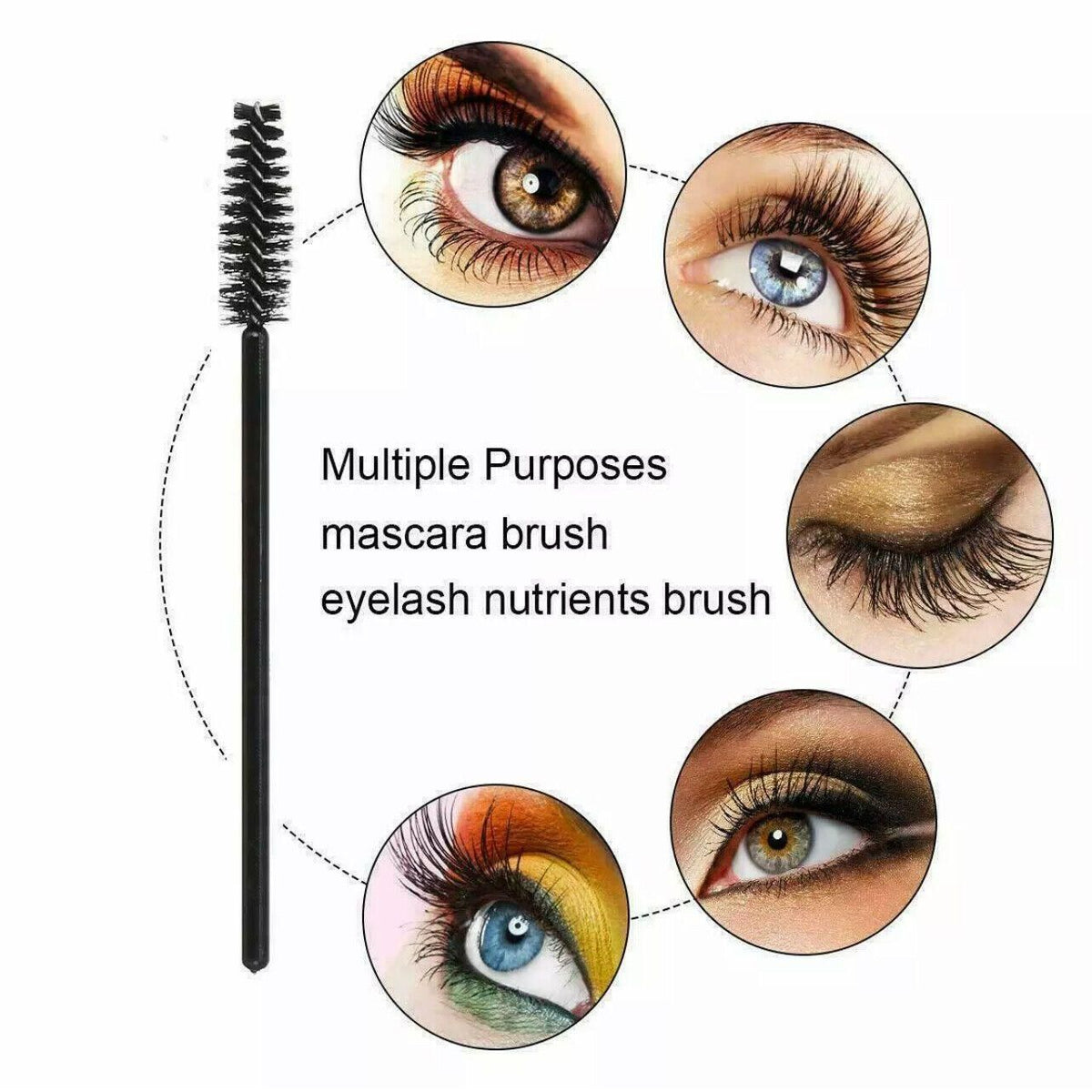 50X Disposable Mascara Wands Eyelash Brushes Applicator Lash Extension Brush - black+black