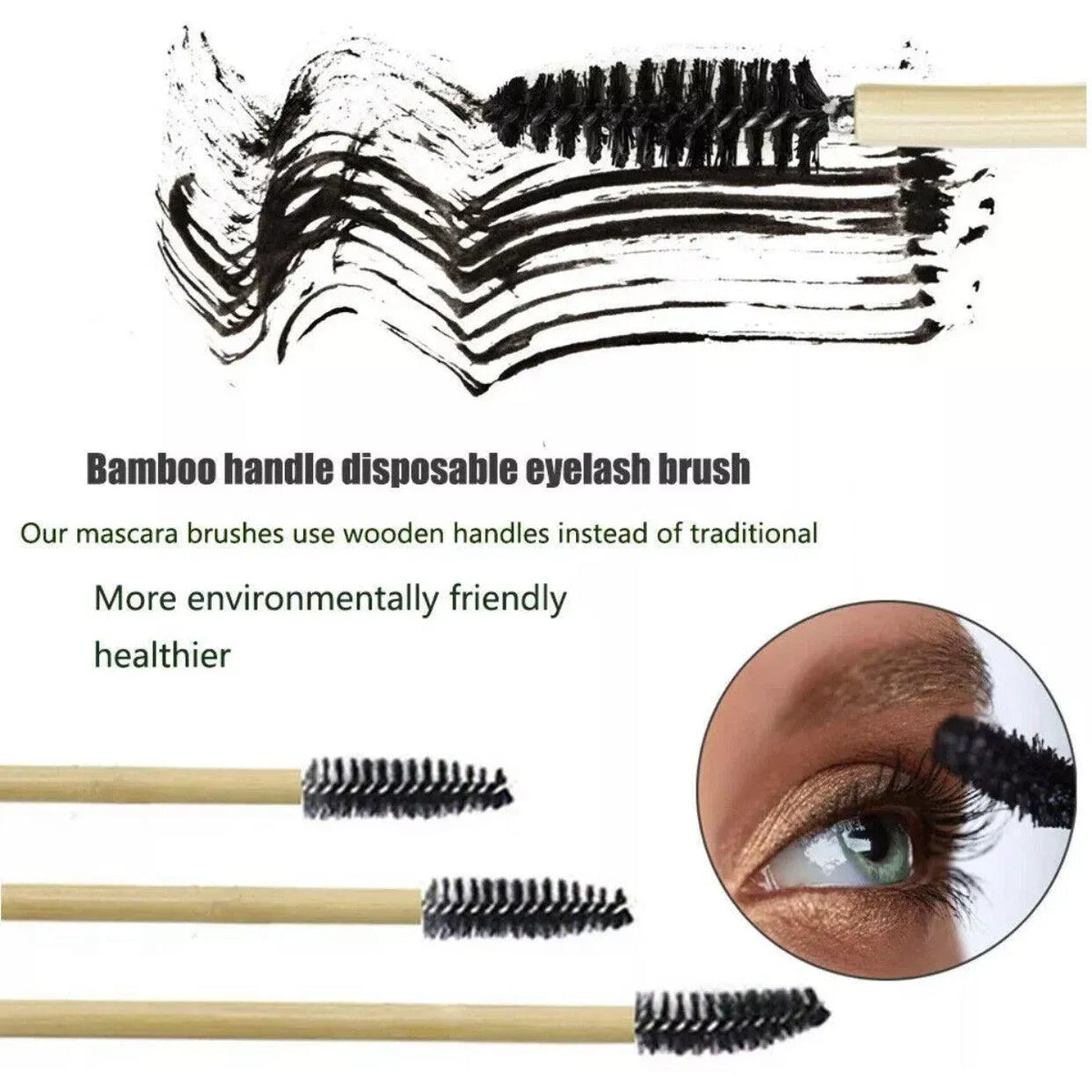 50X Disposable Mascara Wands Eyelash Brushes Applicator Lash Extension Brush - black+black