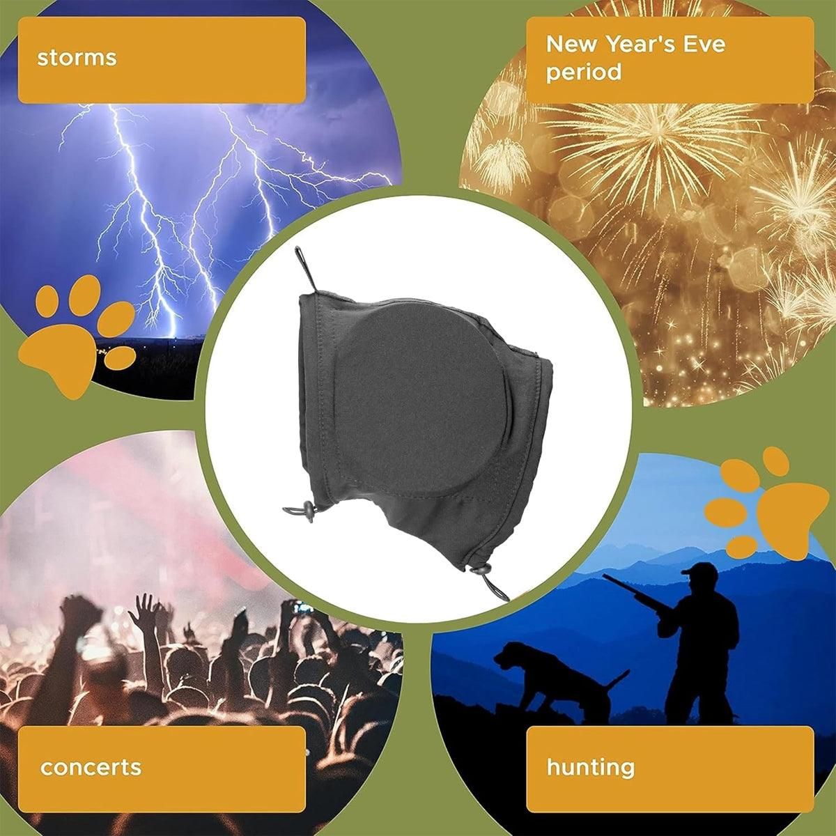 Black Adjustable Dog Ear Muffs Noise Reducing Pet Headwrap Protective Ear Cover - S