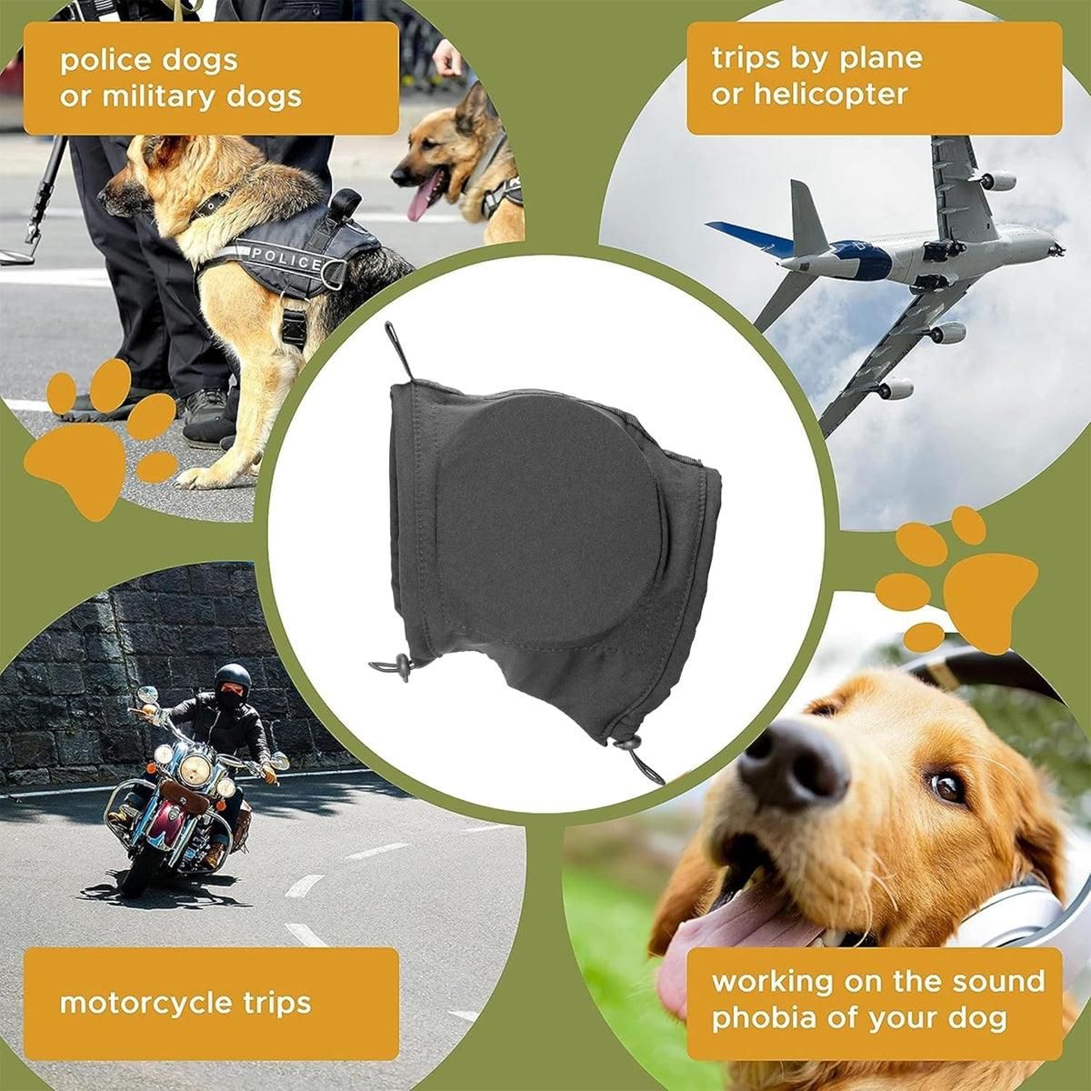 Black Adjustable Dog Ear Muffs Noise Reducing Pet Headwrap Protective Ear Cover - XL