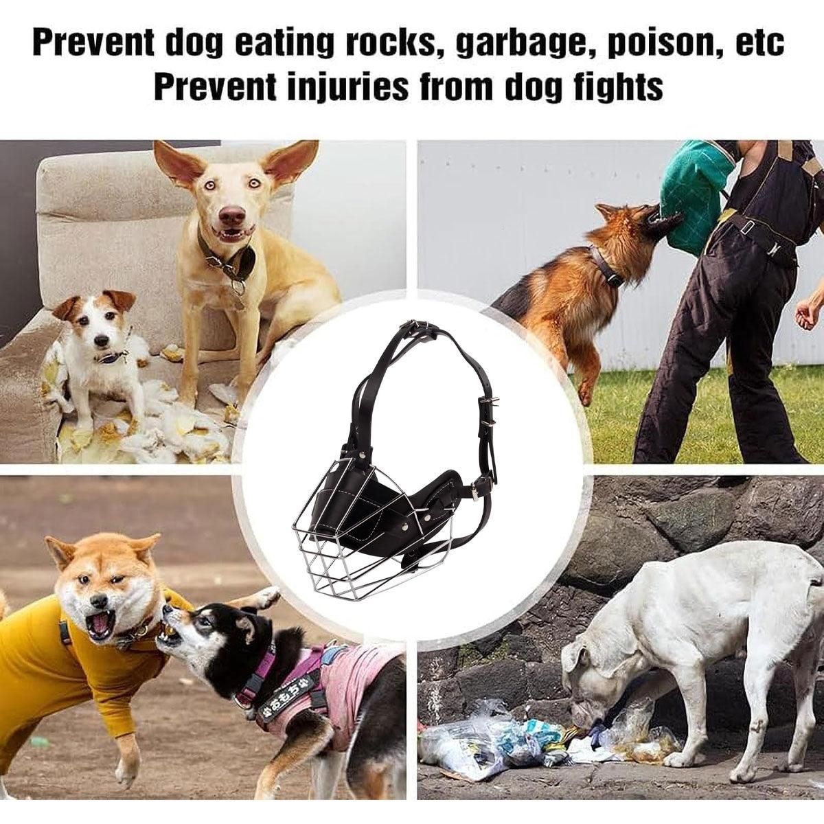 Anti Bite Anti Bark Dog Muzzle Mouthguard Adjustable for Small Medium Large Dogs - Black-L