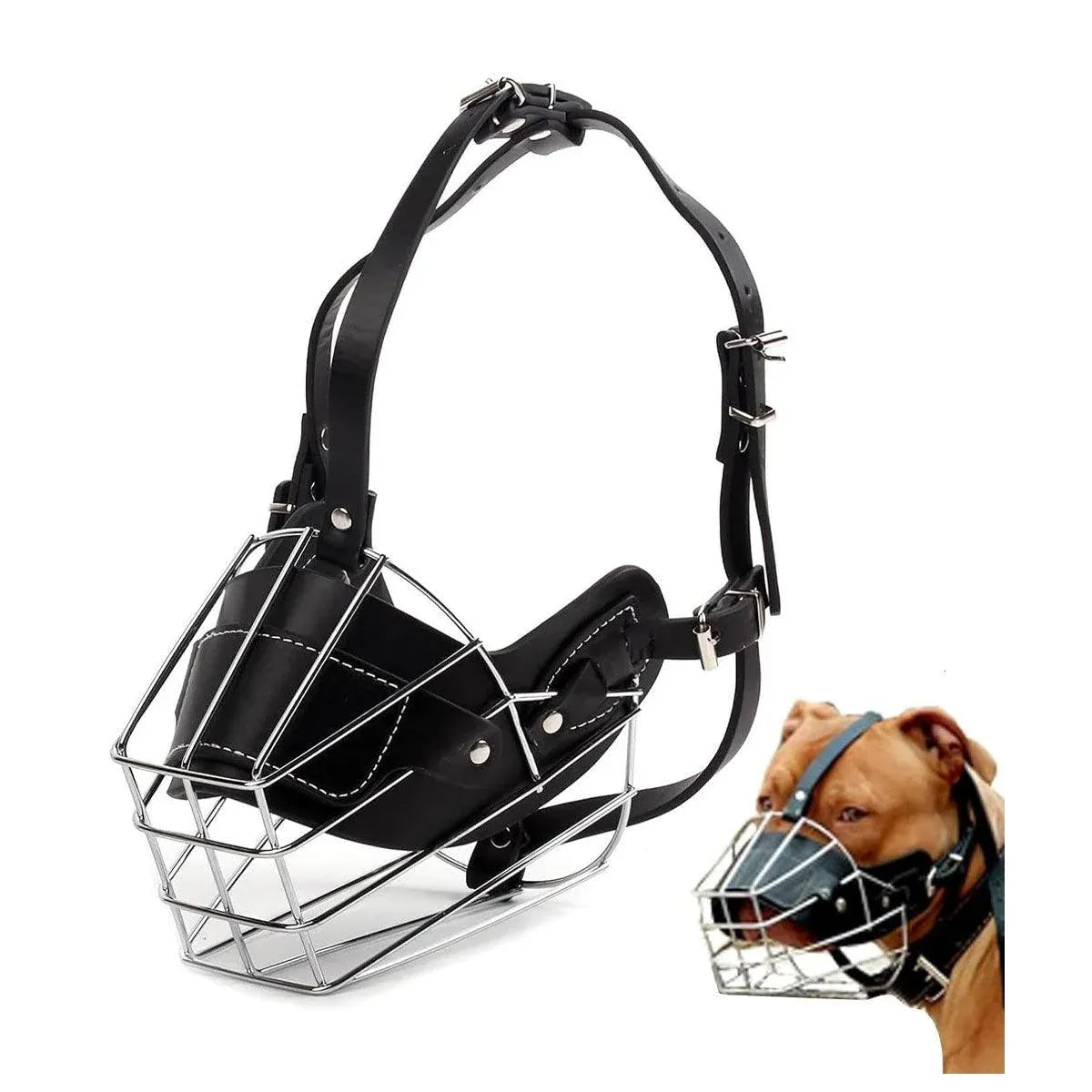 Anti Bite Anti Bark Dog Muzzle Mouthguard Adjustable for Small Medium Large Dogs - Black-L