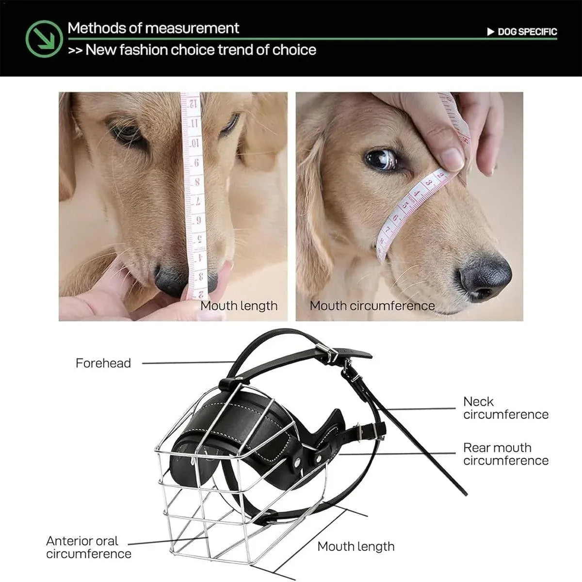 Anti Bite Anti Bark Dog Muzzle Mouthguard Adjustable for Small Medium Large Dogs - Black-M