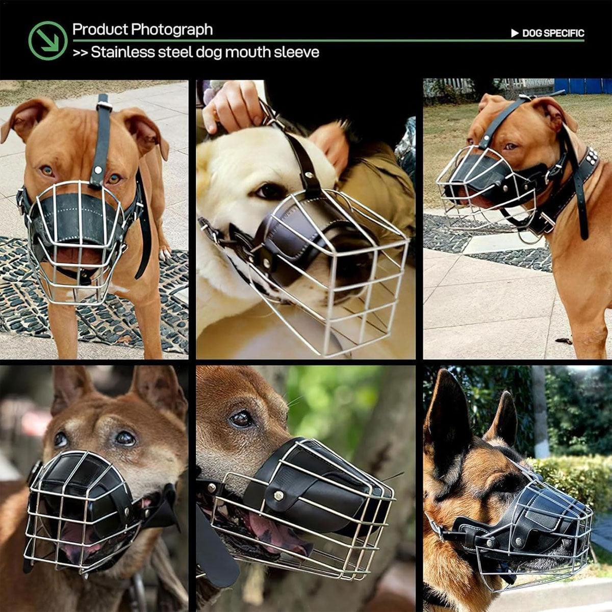 Anti Bite Anti Bark Dog Muzzle Mouthguard Adjustable for Small Medium Large Dogs - Black-M