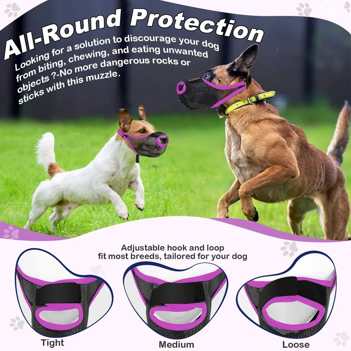 Pet Dog Breathable Lightweight Muzzle Face Mask Prevent Dogs Biting People Use - M