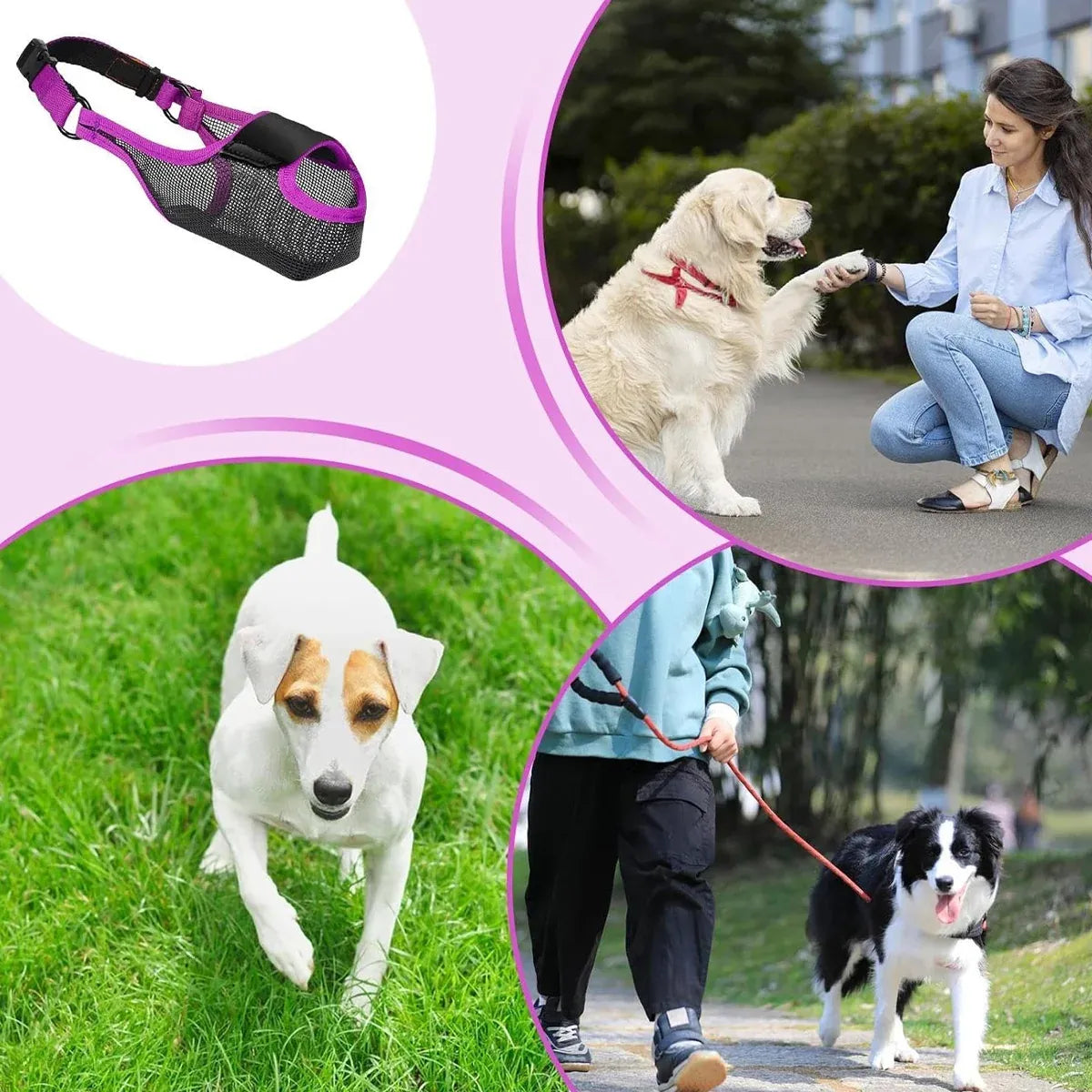 Pet Dog Breathable Lightweight Muzzle Face Mask Prevent Dogs Biting People Use - M