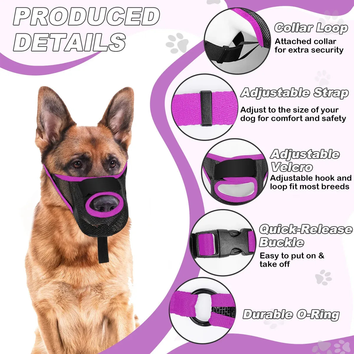 Pet Dog Breathable Lightweight Muzzle Face Mask Prevent Dogs Biting People Use - S