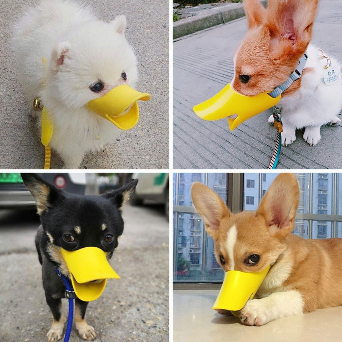 Comfortable Silicone Dog Muzzle Anti-Bite Soft Duck Muzzle Pet Training Supplies - S