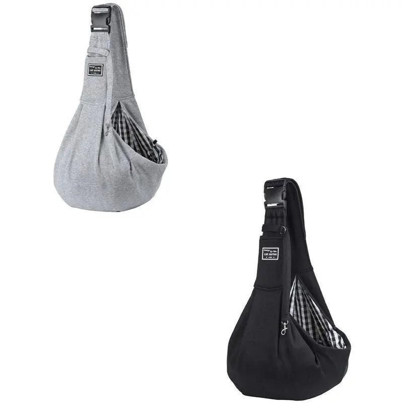 Portable Pet Sling Carrier Shoulder Bag for Small Dogs and Cats Travel Outdoor - Black
