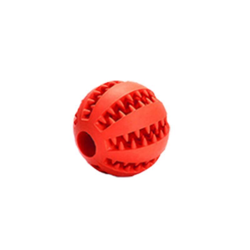 Dog Chew Toy Rubber Ball Treat Dispenser Dental Cleaning Training Play Ball - Red Spherical (Large)