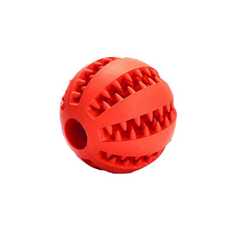 Dog Chew Toy Rubber Ball Treat Dispenser Dental Cleaning Training Play Ball - Red Spherical (Large)